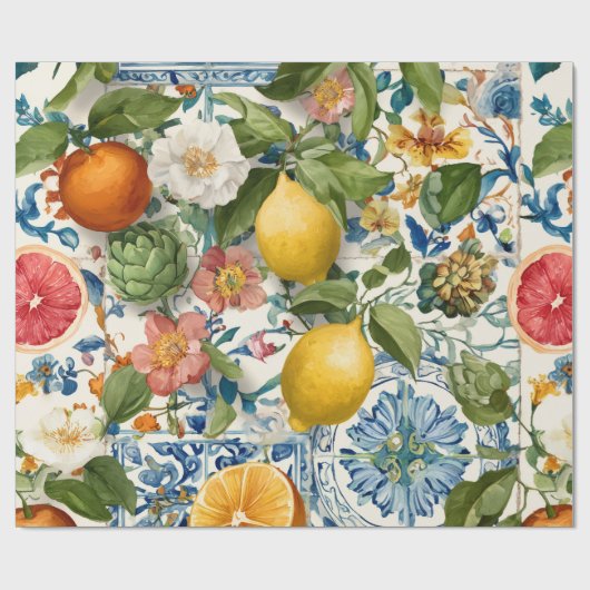 Citroen Mediterraan Decoratief Cadeaupapier (Vlak)