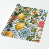 Citroen Mediterraan Decoratief Cadeaupapier (Uitgerold)