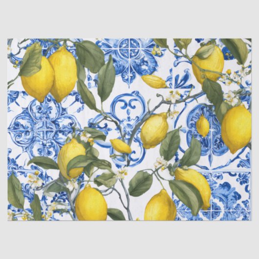 Citroen Mediterraan decoratief tissuepapier (Voorkant)