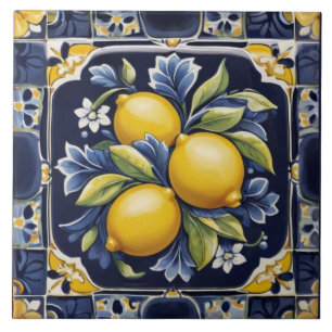 Citroen Mediterraan Donkerblauw Italiaanse Volksku Tegeltje