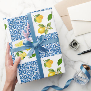 Citroen Mediterraan Frans landelijk tegelpatroon Cadeaupapier