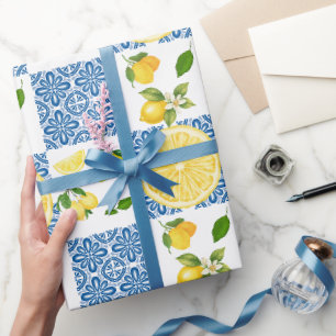 Citroen Mediterraan Frans landelijk tegelpatroon Cadeaupapier