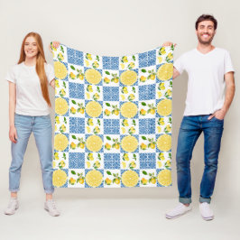 Citroen Mediterraan Frans landelijk tegelpatroon Fleece Deken