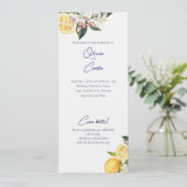 Citroen Mediterraan Huwelijksceremonie Programmakaart (Staand voorkant)