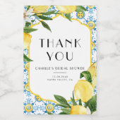 Citroen Mediterraan Lijstje Bruidsmeisjesfeest Bed Wijn Etiket (Enkel label)