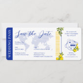 Citroen Mediterraan Paspoort Ticket Pass Bruiloft Kaart (Voorkant)