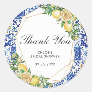 Citroen Mediterraan Verjaardags Bruids Baby Shower Ronde Sticker