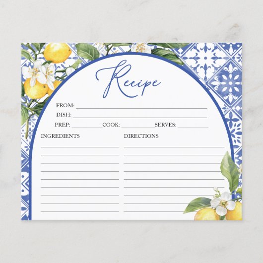 Citroen Mediterraan Vrijgezellenfeest Recept Kaart (Voorkant)
