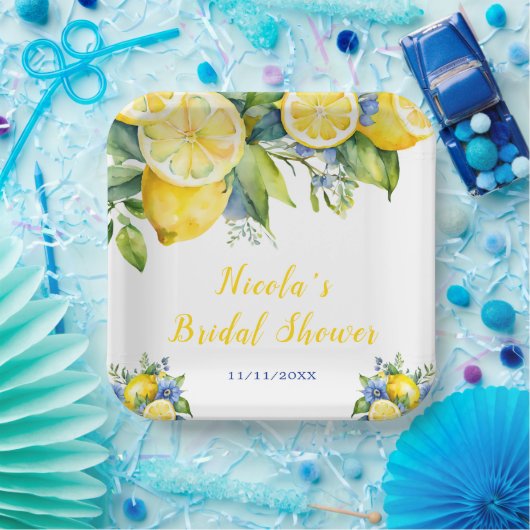 Citroen Mediterraans Bruidsfeestje Papieren Bordje (Feest)