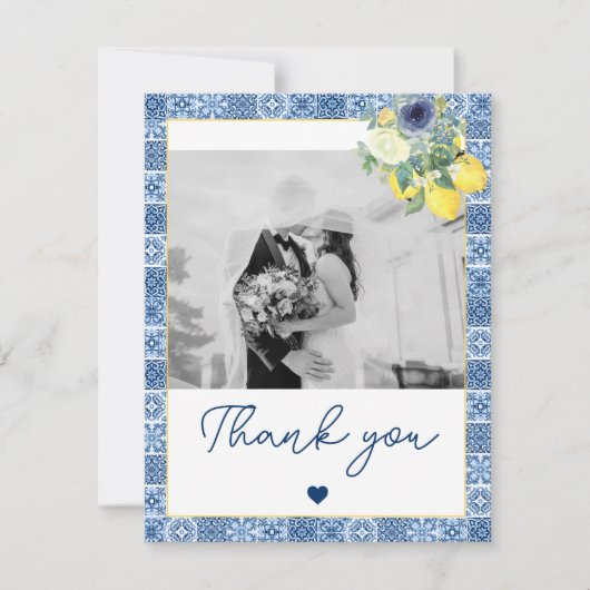 Citroen Mediterraans foto bruiloft dank u kaarten (Voorkant)