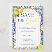 Citroen Mediterraanse Zomer Bruiloft Save the Date Kaart (Voorkant)