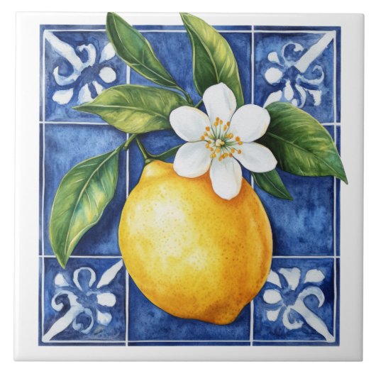 Citroen mediterrane Tegels Tegeltje (Voorkant)