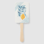 Citroen met blauwe bladeren botanische illustratie handwaaier (Achterkant)