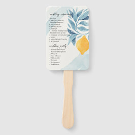 Citroen met blauwe bladeren botanische illustratie handwaaier