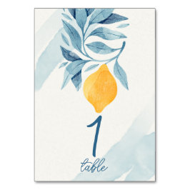 Citroen met blauwe bladeren botanische illustratie kaart