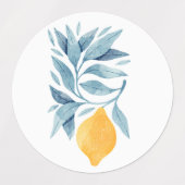 Citroen met blauwe bladeren botanische illustratie labels (Design 1)