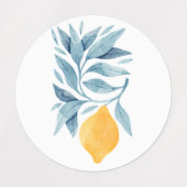 Citroen met blauwe bladeren botanische illustratie labels (Design 2)