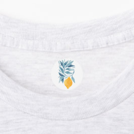 Citroen met blauwe bladeren botanische illustratie labels