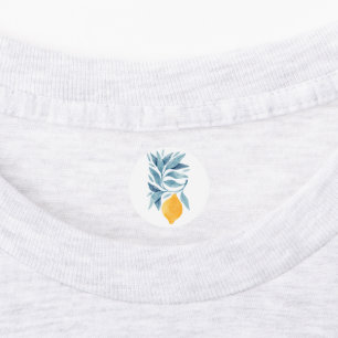 Citroen met blauwe bladeren botanische illustratie labels