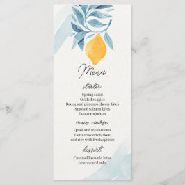 Citroen met blauwe bladeren botanische illustratie menu