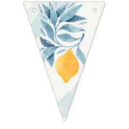 Citroen met blauwe bladeren botanische illustratie vlaggetjes