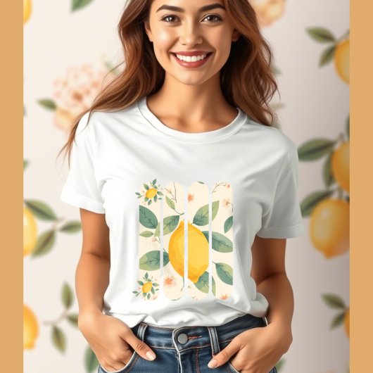Citroen met groene bladeren Botanische vruchten T-shirt