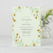 Citroen Mint Wilde Bloemen Bruiloft Kaart (Staand voorkant)