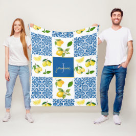 Citroen Monogram Naam Frans Land Tegel Patroon Fleece Deken