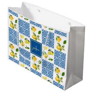 Citroen Monogram Naam Frans Land Tegel Patroon Groot Cadeauzakje