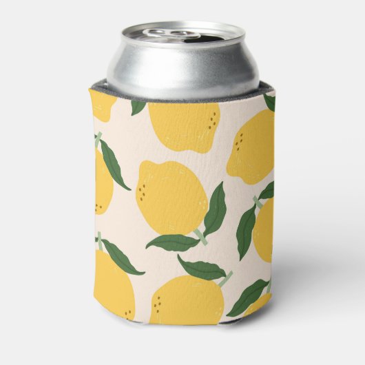 Citroen motief vierkant patroon blikjeskoeler (Blikje Achterkant)