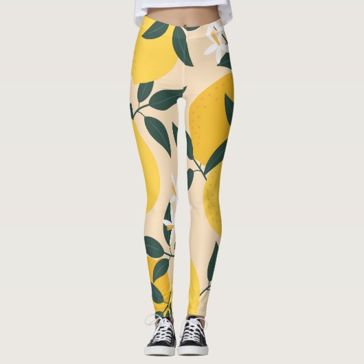  citroen: naadloze fruittextuur. leggings (Voorkant)