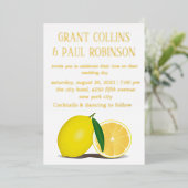 citroen, natuur en goud, vers folie uitnodiging (Staand Voorkant)