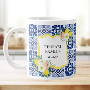Citroen Navy Blauw Italiaans Mediterraan Grote Koffiekop