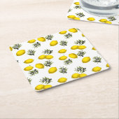 Citroen & Olijf Botanische Kunst Patroon Kartonnen Onderzetters (Schuin)