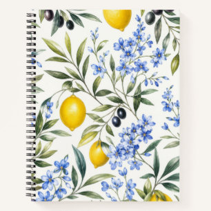 Citroen Olijf en Blauwe Bloem Botanisch Notitieboe Notitieboek
