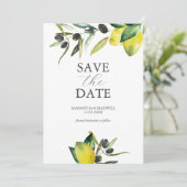 Citroen Olijf Save The Date Modern Waterverf (Staand voorkant)