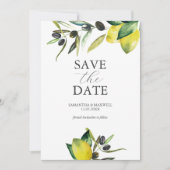Citroen Olijf Save The Date Moderne Waterverf (Voorkant)