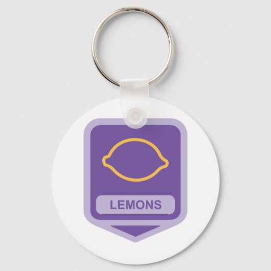 Citroen omtrek Paarse en gele vruchten Sleutelhanger (Achterkant)