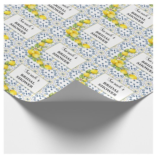 Citroen op Blauwe Tegels Bruidsfeest Inpakpapier