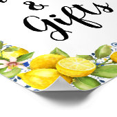 Citroen op blauwe tegels Kaarten en Cadeaus Bord Poster (Hoek)