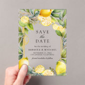 Citroen Orchard Citrus Wedding Save the Date Acryl Uitnodigingen (Insitu (Draagbaar))