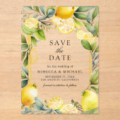 Citroen Orchard Citrus Wedding Save the Date Acryl Uitnodigingen (Voorkant)