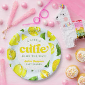 Citroen Retro Little Cutie Geel Boog Baby shower Papieren Bordje (Feest)