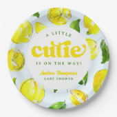 Citroen Retro Little Cutie Geel Boog Baby shower Papieren Bordje (Voorkant)