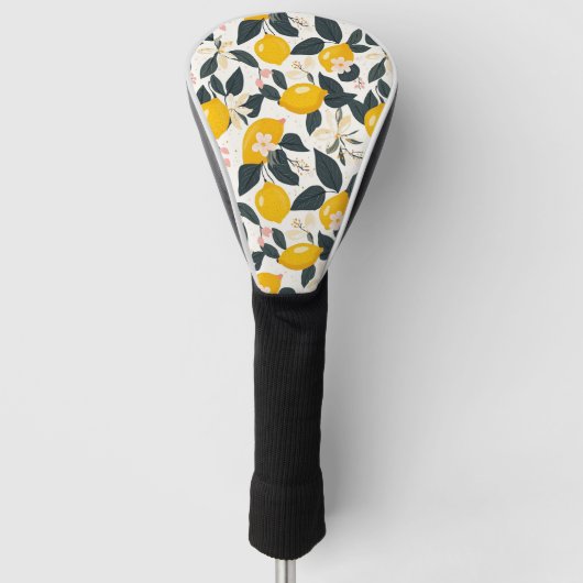 citroen & roze bloesempatroon golfheadcover (Voorkant)