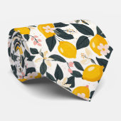  citroen & roze bloesempatroon stropdas (Opgerold)