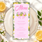 Citroen & Roze Gingham Strik Babyshower Menukaart