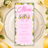 Citroen & Roze Gingham Strik Babyshower Menukaart