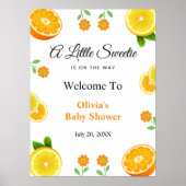 Citroen Sinaasappel Citrus Botanisch Baby shower W Poster (Voorkant)