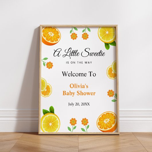 Citroen Sinaasappel Citrus Botanisch Baby shower W Poster